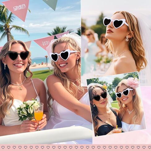 Jaciya 10-Pack Heart Shaped Sunglasses for Bachelorette Party, Wedding, and Photo Shoots in Saudi Arabia