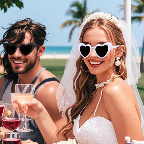 Jaciya 10-Pack Heart Shaped Sunglasses for Bachelorette Party, Wedding, and Photo Shoots in Saudi Arabia