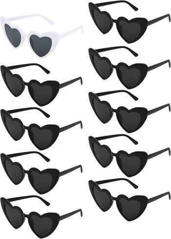 Jaciya 10-Pack Heart Shaped Sunglasses for Bachelorette Party, Wedding, and Photo Shoots in Saudi Arabia
