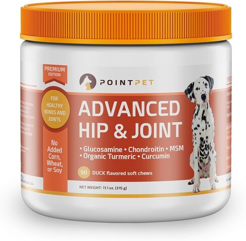 POINTPET الجلوكوزامين المتطور للكلاب مكمل الورك والمفاصل مضغ ناعم - مضغ صحي لمفاصل الكلاب - مضغ للعناية بالمفاصل مع الكوندرويتين - الكركم - أوميغا 3 - لدغات الحركة in Kuwait