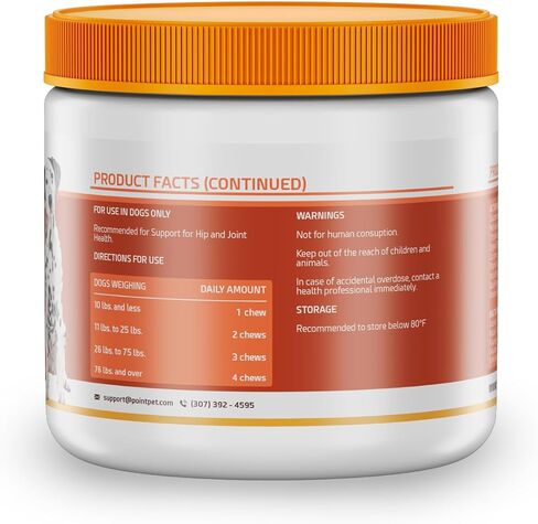 POINTPET الجلوكوزامين المتطور للكلاب مكمل الورك والمفاصل مضغ ناعم - مضغ صحي لمفاصل الكلاب - مضغ للعناية بالمفاصل مع الكوندرويتين - الكركم - أوميغا 3 - لدغات الحركة in Kuwait