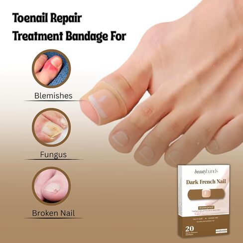 Toe Nail Cover Up Bandages for Unsightly, Broken or Cracked Toenails | Waterproof & Sterile Fake Nail Protector (Nude Red) in Saudi Arabia