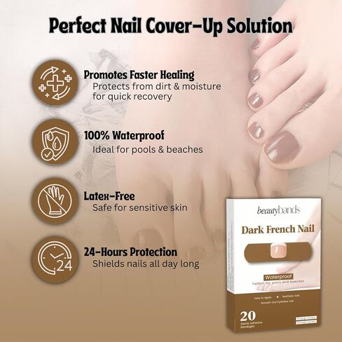 Toe Nail Cover Up Bandages for Unsightly, Broken or Cracked Toenails | Waterproof & Sterile Fake Nail Protector (Nude Red) in Saudi Arabia