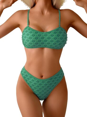 فرقة Banuerg النسائية البيكيني مجموعات حزام قابل للإزالة من قطعتين من ملابس السباحة عالية المقطوعة in Kuwait
