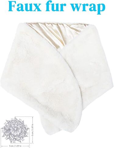 Zehope Wedding Faux Fur Shawl Wrap White Winter Stoles Scarf Bridal Evening Cape Cover Up for Bride and Bridesmaids in Saudi Arabia