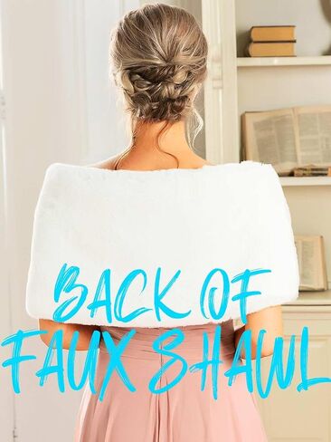 Zehope Wedding Faux Fur Shawl Wrap White Winter Stoles Scarf Bridal Evening Cape Cover Up for Bride and Bridesmaids in Saudi Arabia