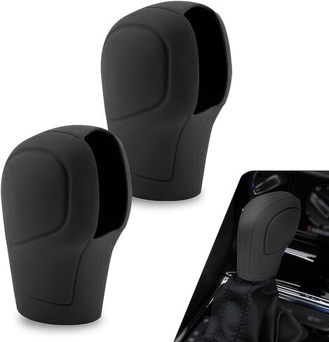 2 PCS Car Gear Shift Knob Cover, Silicone Gear Shift Cover, Anti-Slip Auto Knob Gear Stick Protector, Universal Car Decorative Accessories, for Most Cars (Black) in Kuwait