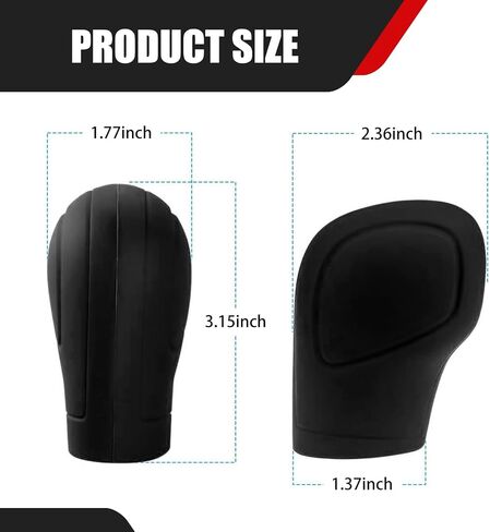 2 PCS Car Gear Shift Knob Cover, Silicone Gear Shift Cover, Anti-Slip Auto Knob Gear Stick Protector, Universal Car Decorative Accessories, for Most Cars (Black) in Kuwait