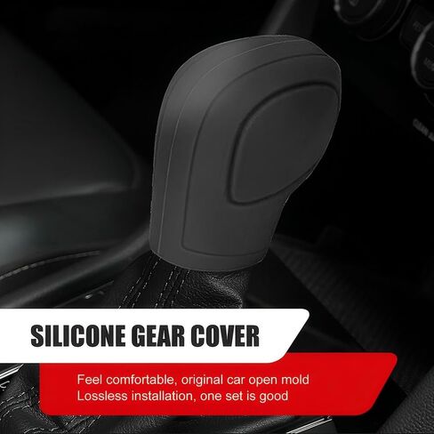 2 PCS Car Gear Shift Knob Cover, Silicone Gear Shift Cover, Anti-Slip Auto Knob Gear Stick Protector, Universal Car Decorative Accessories, for Most Cars (Black) in Kuwait