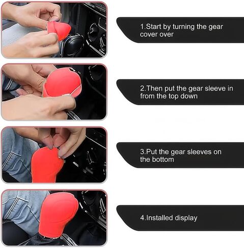 2 PCS Car Gear Shift Knob Cover, Silicone Gear Shift Cover, Anti-Slip Auto Knob Gear Stick Protector, Universal Car Decorative Accessories, for Most Cars (Black) in Kuwait