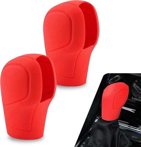 2 PCS Car Gear Shift Knob Cover, Silicone Gear Shift Cover, Anti-Slip Auto Knob Gear Stick Protector, Universal Car Decorative Accessories, for Most Cars (Black) in Kuwait