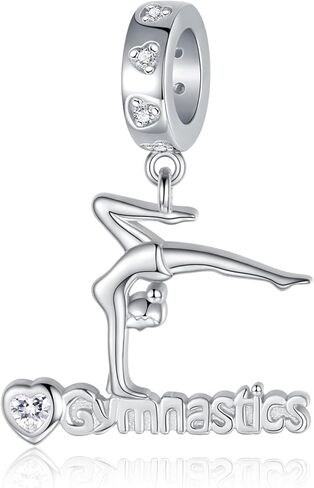 Gymnastics Charms for Necklace Bracelet 925 Sterling Silver Gymnast Bead Jewelry Gifts Teens Girls Women Daughter in Saudi Arabia