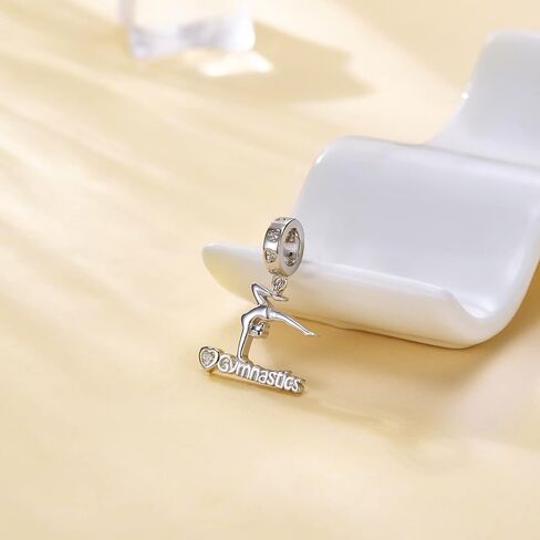 Gymnastics Charms for Necklace Bracelet 925 Sterling Silver Gymnast Bead Jewelry Gifts Teens Girls Women Daughter in Saudi Arabia
