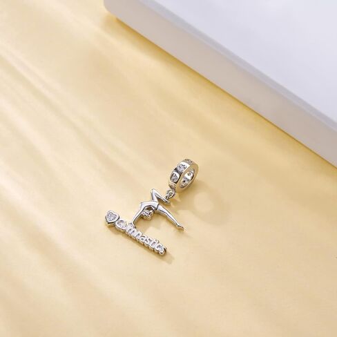 Gymnastics Charms for Necklace Bracelet 925 Sterling Silver Gymnast Bead Jewelry Gifts Teens Girls Women Daughter in Saudi Arabia