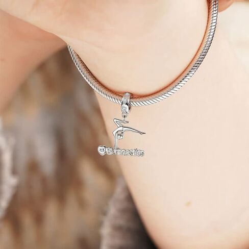Gymnastics Charms for Necklace Bracelet 925 Sterling Silver Gymnast Bead Jewelry Gifts Teens Girls Women Daughter in Saudi Arabia