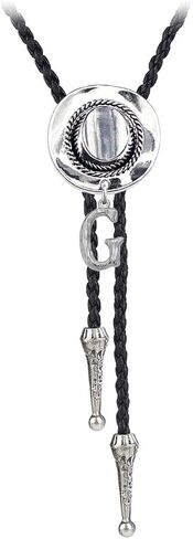 BRBAM Initial Pendant Bolo Tie Western Cowboy Hat and 3D Alphabet Letter Bolo Tie Western Cowboy Leather Necklace for Men in Saudi Arabia