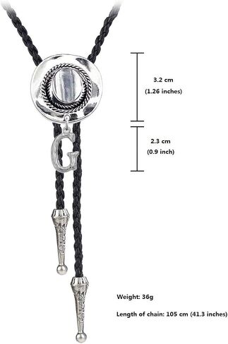 BRBAM Initial Pendant Bolo Tie Western Cowboy Hat and 3D Alphabet Letter Bolo Tie Western Cowboy Leather Necklace for Men in Saudi Arabia
