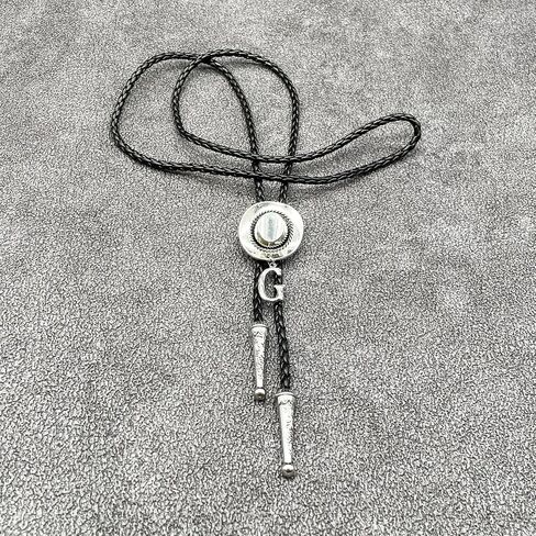 BRBAM Initial Pendant Bolo Tie Western Cowboy Hat and 3D Alphabet Letter Bolo Tie Western Cowboy Leather Necklace for Men in Saudi Arabia