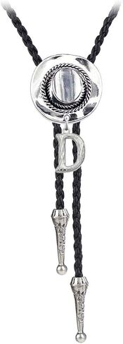 BRBAM Initial Pendant Bolo Tie Western Cowboy Hat and 3D Alphabet Letter Bolo Tie Western Cowboy Leather Necklace for Men in Saudi Arabia