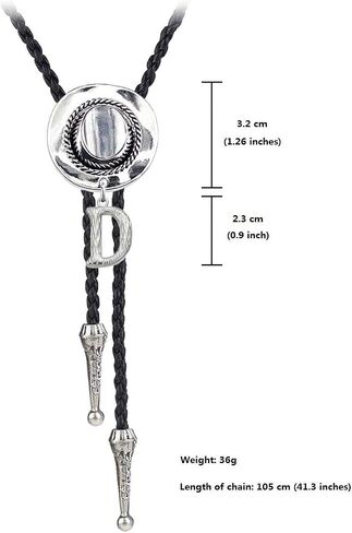 BRBAM Initial Pendant Bolo Tie Western Cowboy Hat and 3D Alphabet Letter Bolo Tie Western Cowboy Leather Necklace for Men in Saudi Arabia