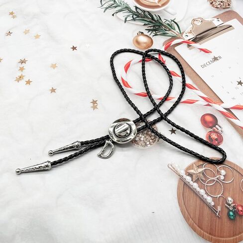 BRBAM Initial Pendant Bolo Tie Western Cowboy Hat and 3D Alphabet Letter Bolo Tie Western Cowboy Leather Necklace for Men in Saudi Arabia