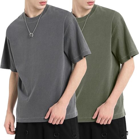 Men's Oversized T Shirts Cotton Unisex Loose Fit Tee Vintage Acid Washed Summer Casual Baggy Basic Tops in Saudi Arabia