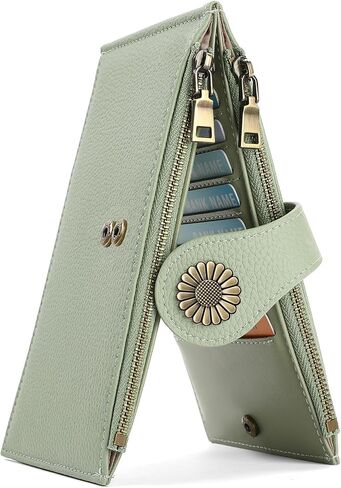 أحواض Silm الجلدية Aurrako للنساء RFID حظر مع فتحات بطاقة ائتمان Zipper Pock in Kuwait