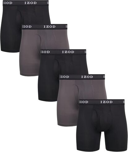 IZOD Mens Boxer Briefs - 5 Pack Stretch Performance Mens Underwear Boxers with Functional Fly Pouch (Sizes: S-2XL) in Saudi Arabia