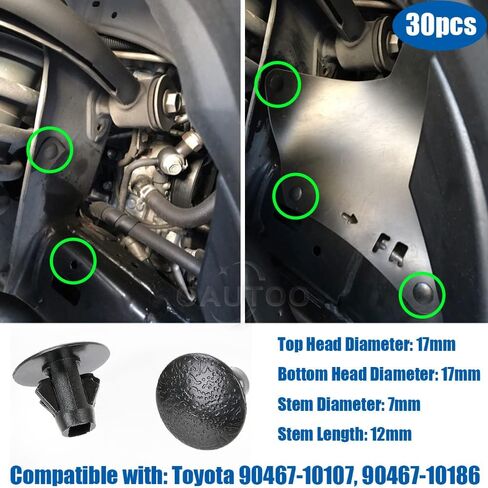 Oautoo 30pcs Splash Shield Seals Retainer Fender Sear Clip 90467-10107 90467-10186 for Toyota 4runner FJ Cruiser Rav4 Tacoma Lexus GX460 470 LX470 in Saudi Arabia