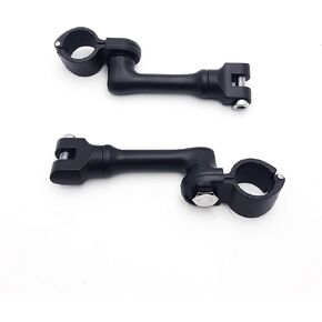 SMT-Black Long Angled Adjustable Highway Peg Mounting Kit Compatible With any Bike Equipped with 1-1/2 inch (1.5") Front Engine Guard Frame Tube Yamaha V-STAR Roadstar Suzuki Boulevard [B01AVHBMH6]