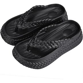 Harssidanzar Womens EVA Braided Strap Flip Flops, Comfortable Non-Slip Casual Beach Slippers for Women HL219US