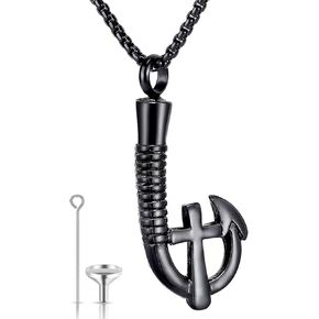 YOUFENG Fishing Hook Urn Necklace for Ashes Stainless Steel Cremation Jewelry Always in My Heart Ashes Necklaces Memorial Keepsake for Men