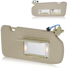Right Passenger Side Sun Visor with Light Fit for Honda CRV 2017 2018 2019 2020 2021 2022, Replaces for 83230TLAA12ZA Beige