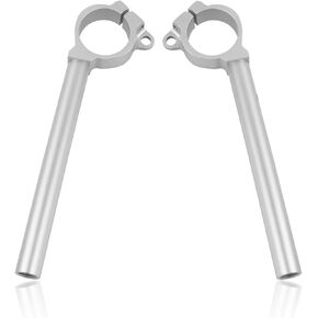 Clip On Handlebars Aluminum Motorcycle Handle Bar Fork Tube Handlebar Replacement for Kawasaki Ninja ZX-10R ZX10R 2016-2020 (Silver)