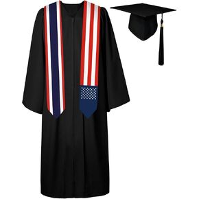 72 Inch Thailand Flag and USA Flag Graduation Sash Unisex Adults Graduation Stole Scarf International Class of 2025 (Not Include Baccalaureate Gown and Hat)
