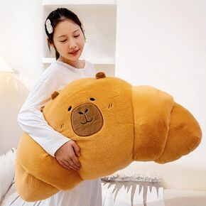 PEACH CAT Croissant Capybara Plush Pillow Cute Toast Bread Stuffed Animals Soft Food Plushies Toy Gifts for Kids 19.7"