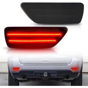 Bestview Rear Bumper Led Reflector Lights Lamp for Je-ep Grand Cherokee, Compass, Patriot ＆ Dodge Journey, Rear Bumper Reflector Fog Light Kit Assembly Red Lens,Pack of 2