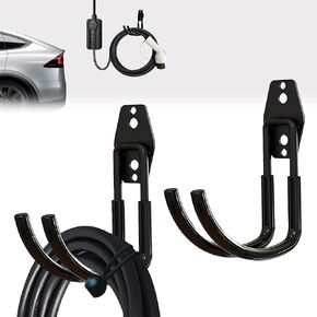 2-Pack EV Charger Holder Wall Mount | Heavy-Duty J-Hook for EV Charger Cable Management, Durable Steel Hook for Indoor/Outdoor Use, Electric Vehicle Charger Cord Organizer Accessory