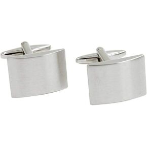 AUSCUFFLINKS Plain Silver Rectangle Cufflinks | Grey Cuff Links Wedding | Gift for Men | Chrome Groom Cufflinks for Him | Groomsmen Cuffs (Plain Silver)