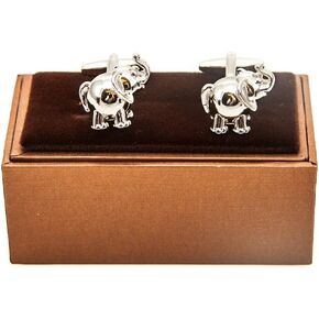 MRCUFF Elephant 3D Pair Cufflinks in a Presentation Gift Box & Polishing Cloth