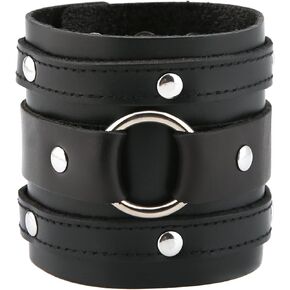 HZMAN Wide Cuff Wrap Gothic Wristband Punk Rock Biker Wide Strap Leather Bracelet