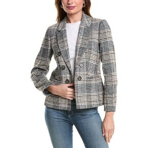 Jones New York Women's Brushed Classic Plaid Faux Double Breast
