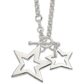 JewelryWeb 925 Sterling Silver Faild Fanched Stars Necklace 16 Ingle Toggle Toggle Togniclace for Women