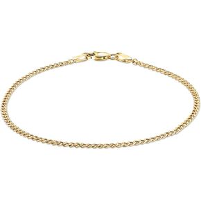 PORI JEWELERS 10K Yellow Gold 2.0mm Cuban/Curb Link Chain Anklet -Sizes 10 Inches available