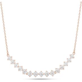 SAVEARTH DIAMONDS 3 1/5 ct 3.5MM & 4MM Round Cut Lab Created Moissanite Diamond Bib Necklace, 14k Gold Over Sterling Silver, Ideal Perfect Christmas Gifts, Dainty Necklace for Women