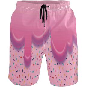 Boccsty Ice Cream Melts Cones Men's Boy's Novelty Beach Shorts Swim Trunks Summer Quick Dry Bathing Suits S-XXL