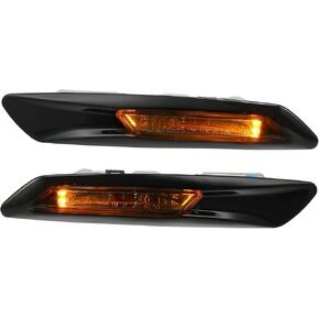 Car Fender In-dicator Side Marker Turn Signal Amber Light 63137154169 for BMW 528i 535i 550i 2011-2013 Black Housing Clear Lens (Set of 2)