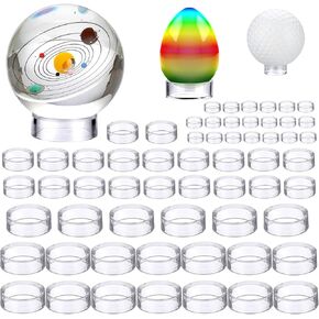JUXYES Pack of 60 Clear Sphere Display Stand, Clear Sphere Holder Small Plastic Display Stands Round Display Easel Stands for Decorative Eggs, Crystal Balls, Spheres, Collections, 45mm 32mm 15mm