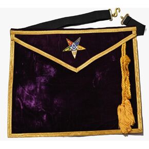 Masonic Master Mason OES Hand Embriodered Worthy Patron Matron Apron Purple With OES Star embelished, Standard