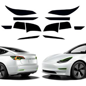 تغطية تغطية خفيفة بارزة مناسبة لفيلم Tesla Model 3 Headlid Eyelid Wanlight Light Light Wrantor مع ملحقات تراكب التفاف الداكن Gloss